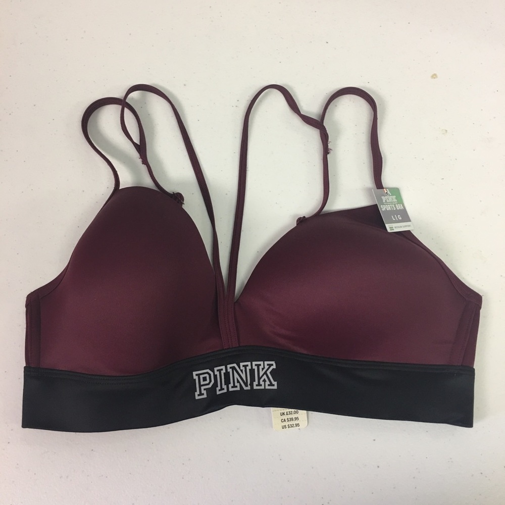 Large Burgundy Victoria’s Secret PINK Sports bra